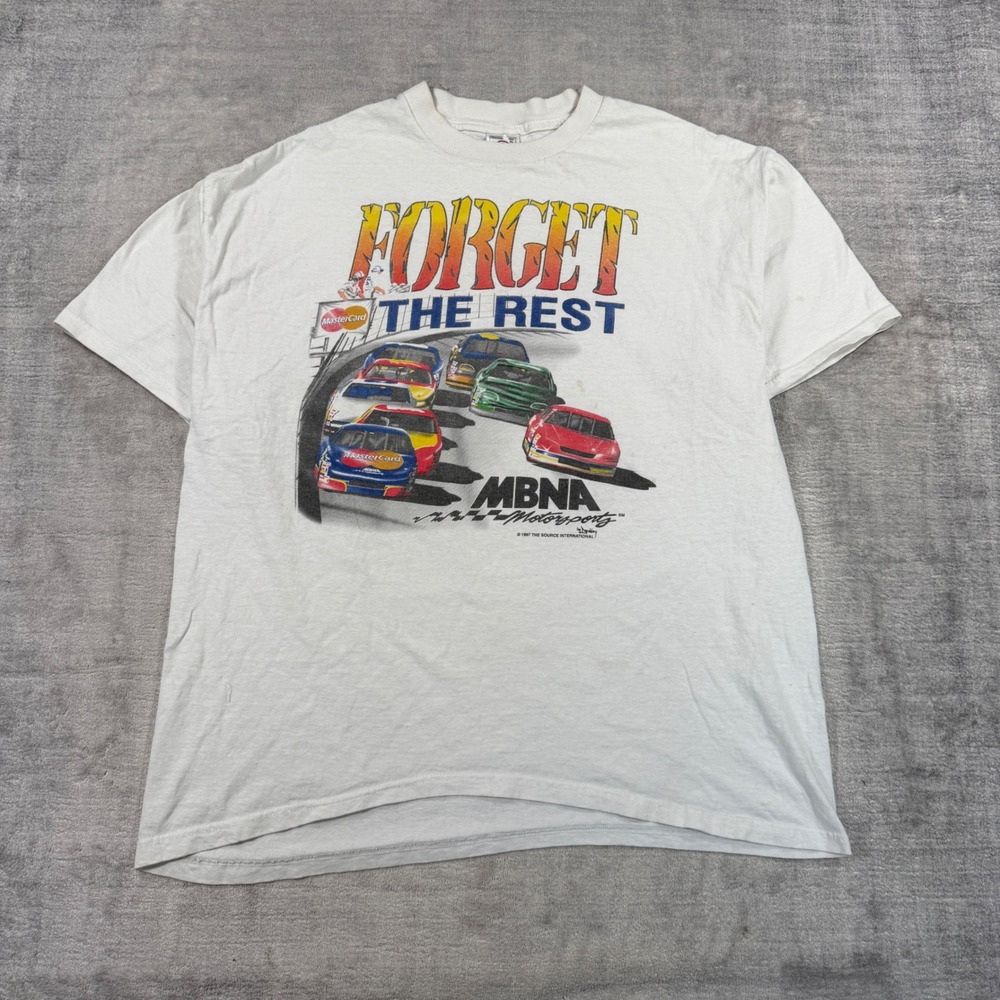 MBNA Motorsports Shirt Mens XL White Vintage 1997 Racing Forget The Rest